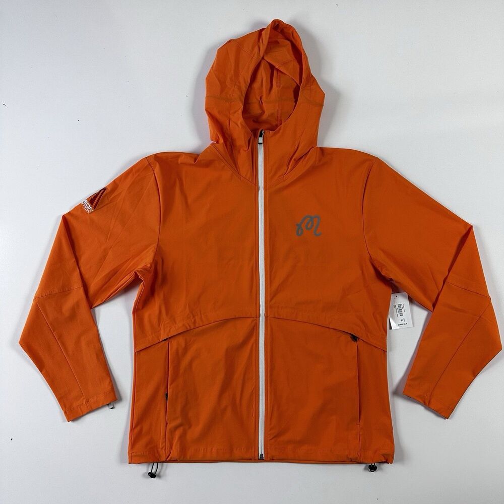 NWT  Malbon Golf Trailhead Shell Jacket w/ Hood M Orange Expedition Department